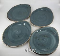 Steelite International Craft England Vitrified China Freeform Dinner Plates Blue