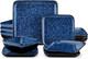 Stern Blue 12-Piece Square Dinnerware Set for 4 Stoneware Crockery