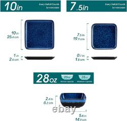 Stern Blue 12-Piece Square Dinnerware Set for 4 Stoneware Crockery