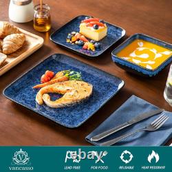 Stern Blue 12-Piece Square Dinnerware Set for 4 Stoneware Crockery