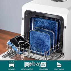 Stern Blue 12-Piece Square Dinnerware Set for 4 Stoneware Crockery