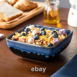 Stern Blue 12-Piece Square Dinnerware Set for 4 Stoneware Crockery