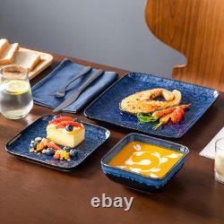 Stern Blue 12-Piece Square Dinnerware Set for 4 Stoneware Crockery
