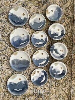 Stone Soldier Pottery Jacksonville VT Handmade Set Blue 12 Piece Dinner Plates