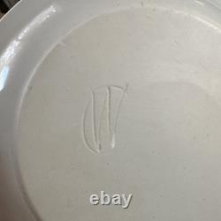 Studio Art Pottery Cat Plate Dish Artist Signed Ward Blue Stoneware Set of 4