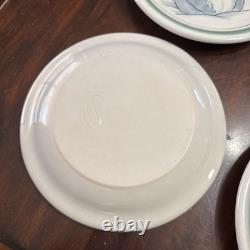 Studio Art Pottery Cat Plate Dish Artist Signed Ward Blue Stoneware Set of 4