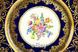 Stunning Aynsley Cobalt Blue & Gold Floral 10.5 Cabinet Dinner Plate (s) 7959