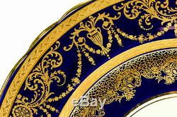 Stunning Aynsley Cobalt Blue & Gold Floral 10.5 Cabinet Dinner Plate (s) 7959