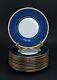 Superb Set 12 1927 Mintons Denim Blue Gold Dinner 10.5 Plates