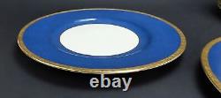 Superb Set 12 1927 Mintons Denim Blue Gold Dinner 10.5 Plates