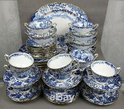 Superb blue Royal Crown Derby MIKADO Dinner Service / Set for 8. Plates cups etc