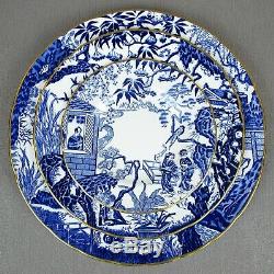 Superb blue Royal Crown Derby MIKADO Dinner Service / Set for 8. Plates cups etc