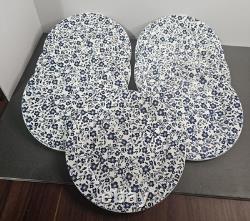Sur La Table Set of 7 Ceramic Earthenware Floral Blue 11 Dinner Plate