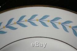 Syracuse China SHERWOOD Set of 6 DINNER PLATES Blue Laurel Wreath on Ivory 10