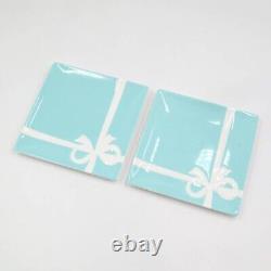 TIFFANY & Co. Tiffany Blue Ribbon Plate 2 plates Set Blue White Used
