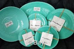 TOMMY BAHAMA Aqua Blue Green Melamine Plate Bowl 20pc Dinnerware Serving Set