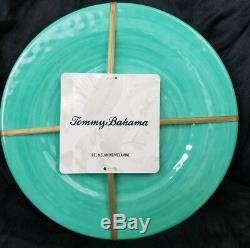 TOMMY BAHAMA Aqua Blue Green Melamine Plate Bowl 20pc Dinnerware Serving Set