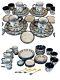 Temptation By Tara Old World 32 Pc Place Set Basketweave Blue Hand Painted