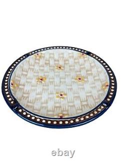 Temptation By Tara Old World 32 Pc Place Set Basketweave Blue Hand Painted