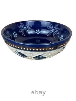 Temptation By Tara Old World 32 Pc Place Set Basketweave Blue Hand Painted
