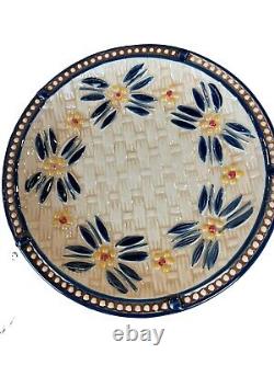 Temptation By Tara Old World 32 Pc Place Set Basketweave Blue Hand Painted
