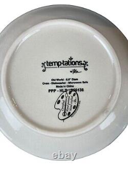 Temptation By Tara Old World 32 Pc Place Set Basketweave Blue Hand Painted