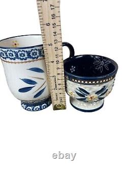 Temptation By Tara Old World 32 Pc Place Set Basketweave Blue Hand Painted