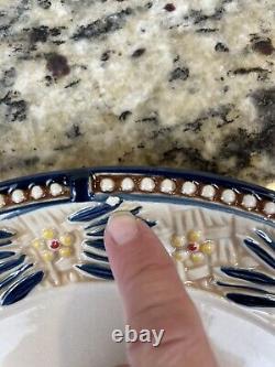 Temptation By Tara Old World 32 Pc Place Set Basketweave Blue Hand Painted