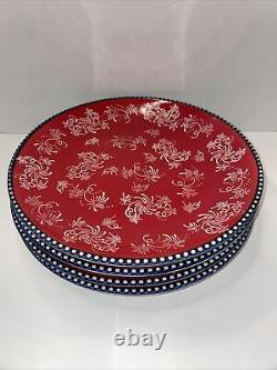 Temptations By Tara Red White & Blue 4th of July Dinner Plates 10.5 Set of 4