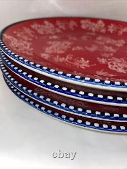 Temptations By Tara Red White & Blue 4th of July Dinner Plates 10.5 Set of 4