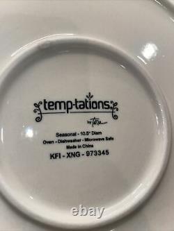 Temptations By Tara Red White & Blue 4th of July Dinner Plates 10.5 Set of 4