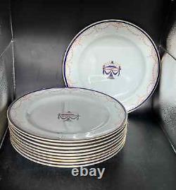 Ten 1870s Minton Dinner Plates Garland Drape Urn Decor