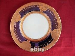 Ten Hutschenreuther, Selb Bavaria Blue And Encrusted Gold Service Or Dinner Plate