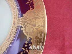 Ten Hutschenreuther, Selb Bavaria Blue And Encrusted Gold Service Or Dinner Plate