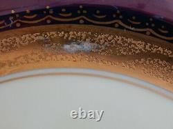Ten Hutschenreuther, Selb Bavaria Blue And Encrusted Gold Service Or Dinner Plate