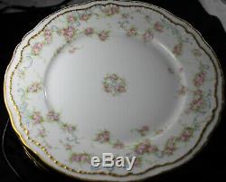 Th. Haviland Limoges #340 Dinner Plates With Blue Scrolls, Double Gold Trim