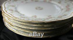 Th. Haviland Limoges #340 Dinner Plates With Blue Scrolls, Double Gold Trim