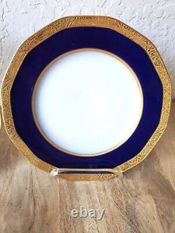 Theodore Haviland Limoges Cobalt Blue & Gold Trim Plates Superb Condition 4 pcs