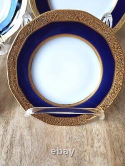 Theodore Haviland Limoges Cobalt Blue & Gold Trim Plates Superb Condition 4 pcs