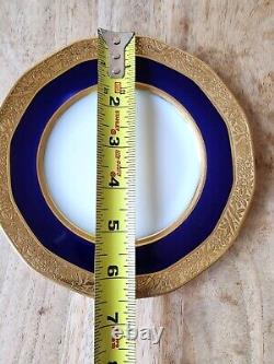 Theodore Haviland Limoges Cobalt Blue & Gold Trim Plates Superb Condition 4 pcs