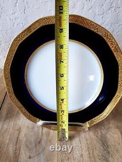 Theodore Haviland Limoges Cobalt Blue & Gold Trim Plates Superb Condition 4 pcs