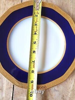 Theodore Haviland Limoges Cobalt Blue & Gold Trim Plates Superb Condition 4 pcs