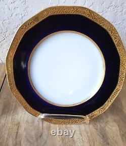 Theodore Haviland Limoges Cobalt Blue & Gold Trim Plates Superb Condition 4 pcs