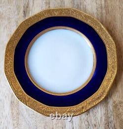 Theodore Haviland Limoges Cobalt Blue & Gold Trim Plates Superb Condition 4 pcs