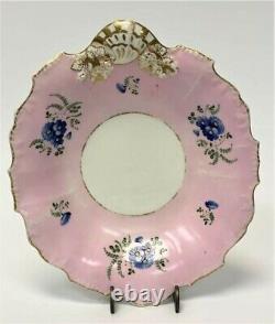 Thomas Dimmock & Co Antique 1830s Hand Painted Lot of 5 Pink & Cobalt Blue Plate