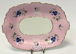 Thomas Dimmock & Co Antique 1830s Hand Painted Lot of 5 Pink & Cobalt Blue Plate