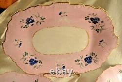 Thomas Dimmock & Co Antique 1830s Hand Painted Lot of 5 Pink & Cobalt Blue Plate