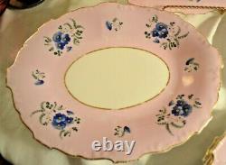 Thomas Dimmock & Co Antique 1830s Hand Painted Lot of 5 Pink & Cobalt Blue Plate