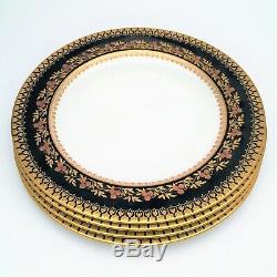 Tiffany & Co -4 Cobalt & Gold Encrusted Dinner Plates by Brownfield's China RARE
