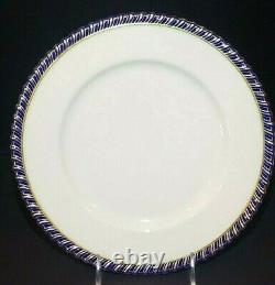 Tiffany & Co. Lenox Dinner Plate Gadroon Cobalt Blue And Gold Edge H392b Rare